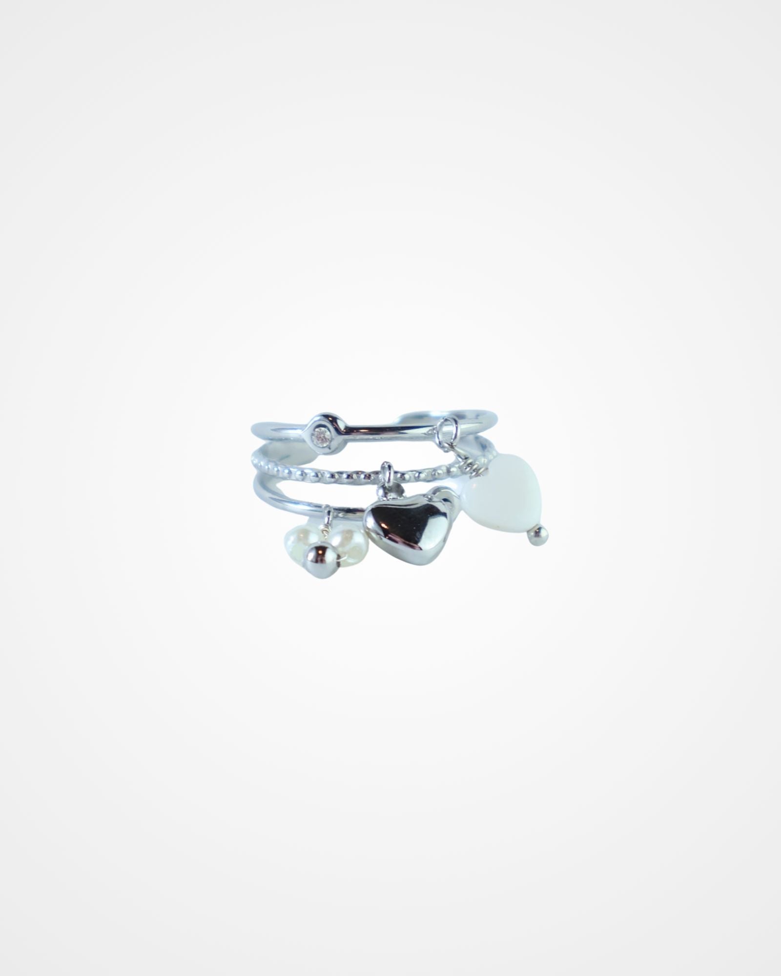 Layered Charms silver ring