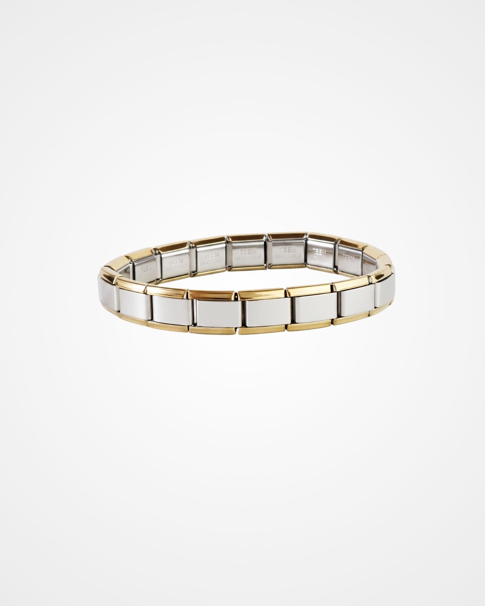 Pulsera Italiana Plata Bordes Dorados