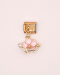 Charm Colgante de Flor Brillante de Acero Inoxidable dorado para Brazalete Italiano