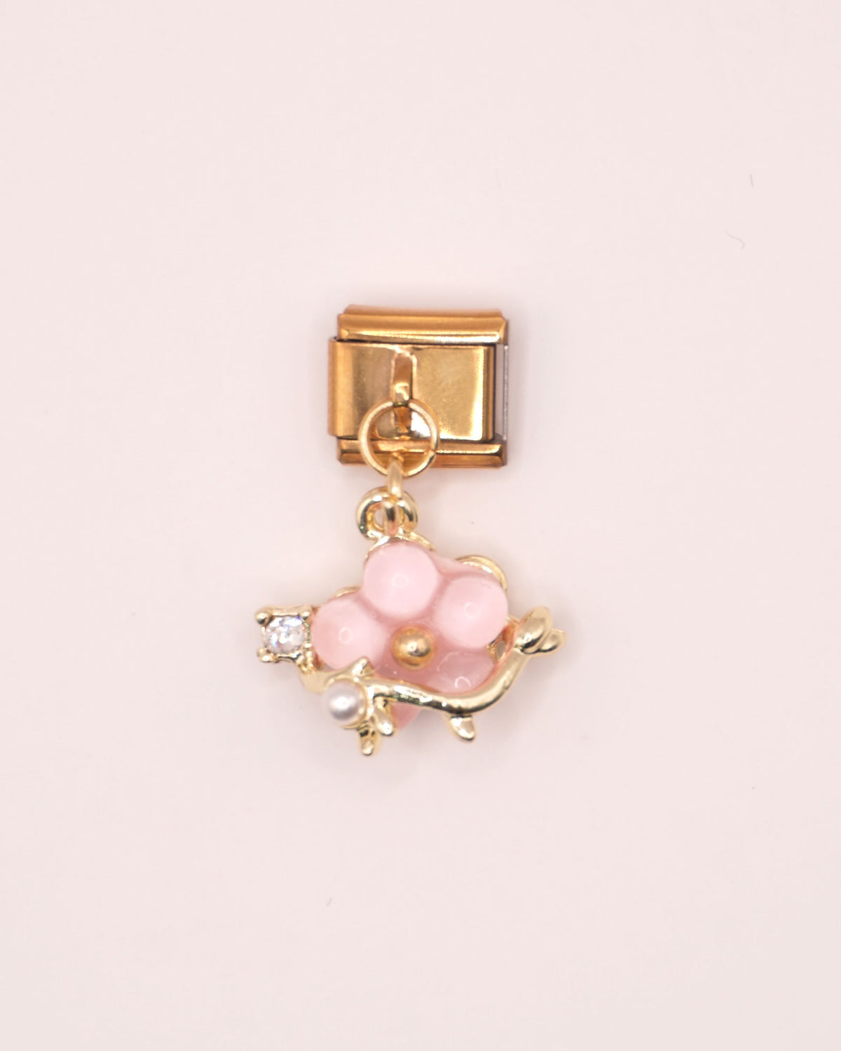 Charm Colgante de Flor Brillante de Acero Inoxidable dorado para Brazalete Italiano