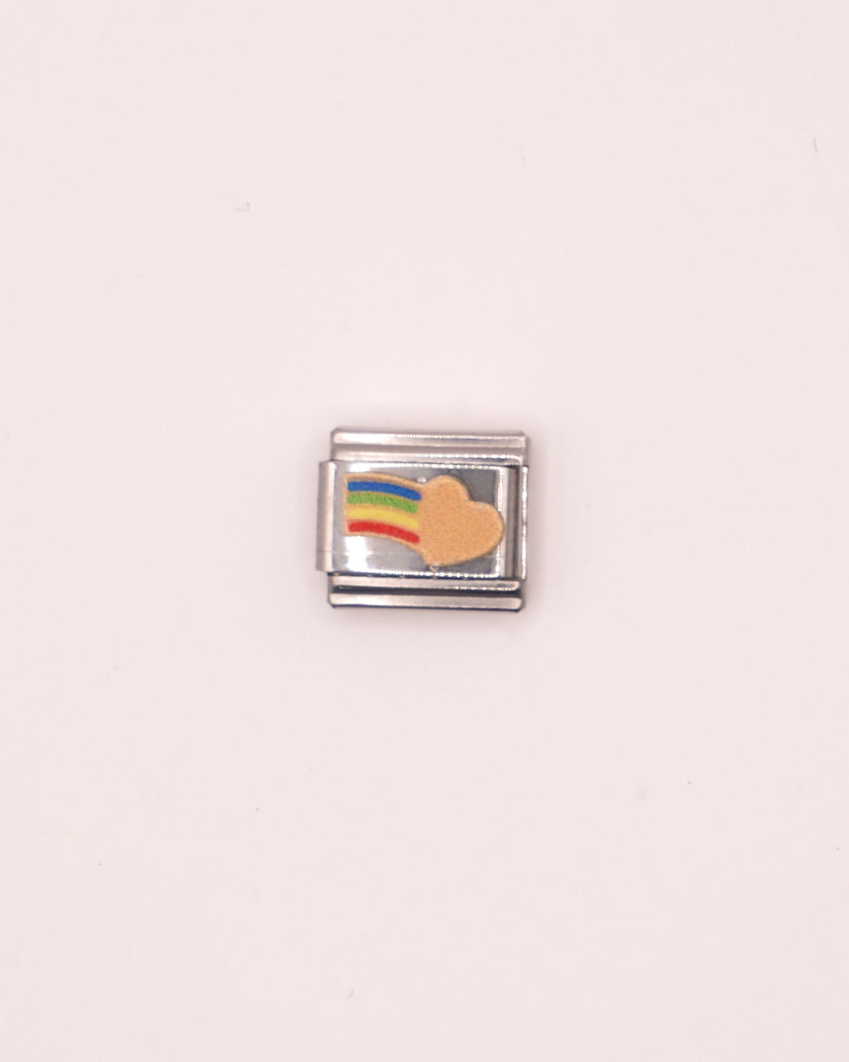 Charm Corazón Arcoíris de Acero Inoxidable Plateado para Brazalete Italiano