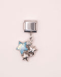 Charm Colgante de Estrellas Multicharm de Acero Inoxidable Plateado para Brazalete Italiano