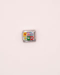 Charm Mosaico Corazones de Acero Inoxidable Plateado para Brazalete Italiano