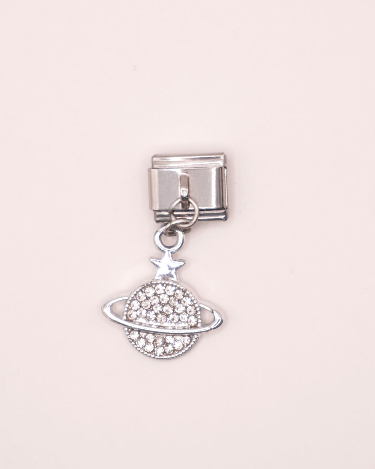 Charm Saturno de Acero Inoxidable Plateado para Brazalete Italiano