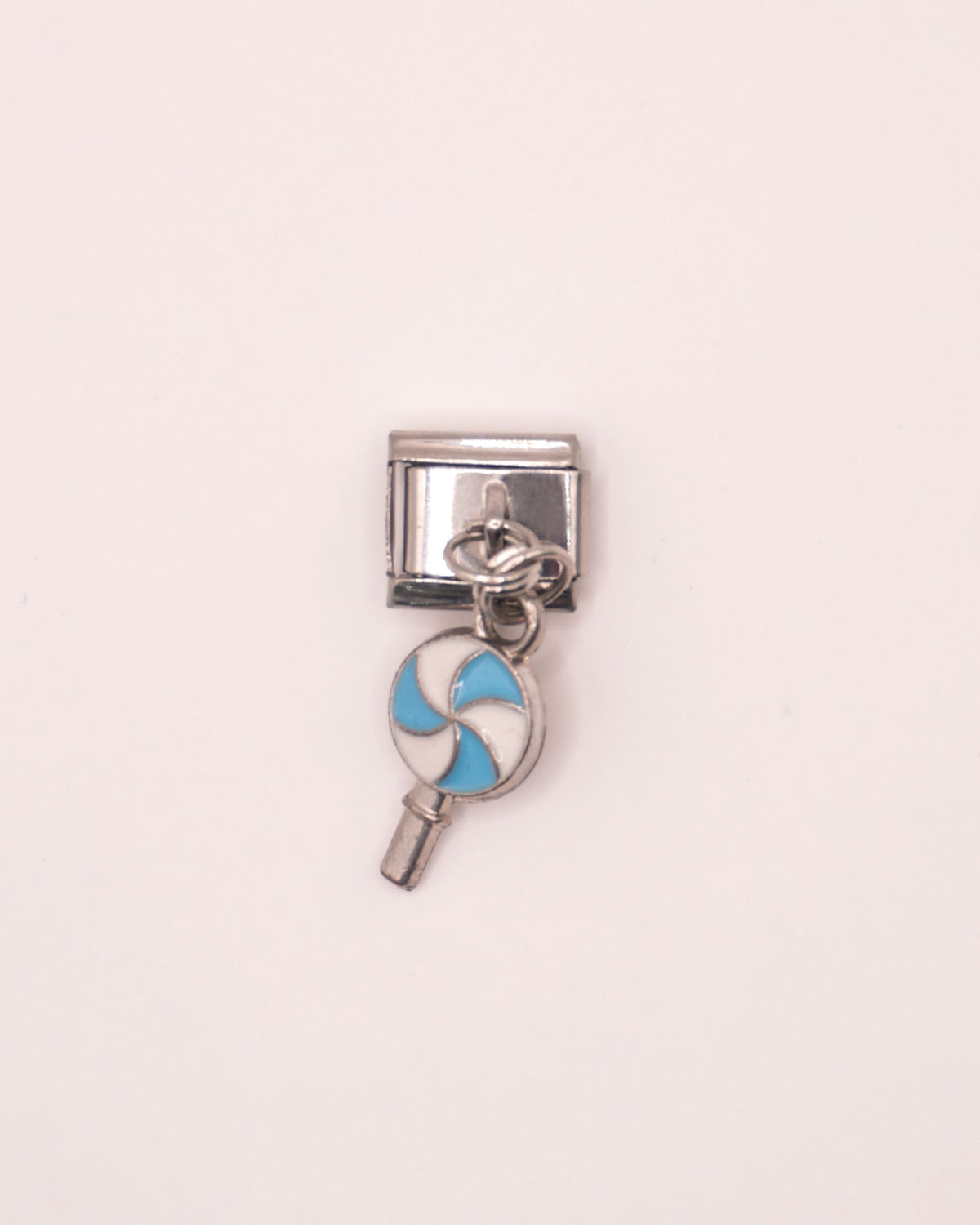 Charm Caramelo de Acero Inoxidable Plateado para Brazalete Italiano