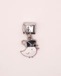 Charm Pajaro Elegante de Acero Inoxidable Plateado para Brazalete Italiano