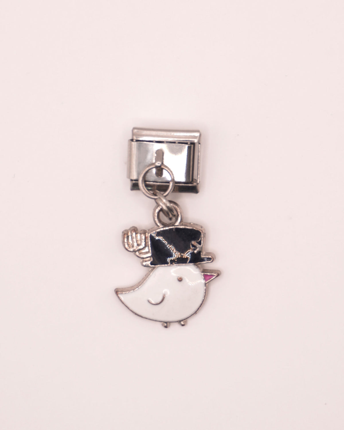 Charm Pajaro Elegante de Acero Inoxidable Plateado para Brazalete Italiano