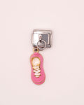 Charm Tenis Rosa de Acero Inoxidable Plateado para Brazalete Italiano