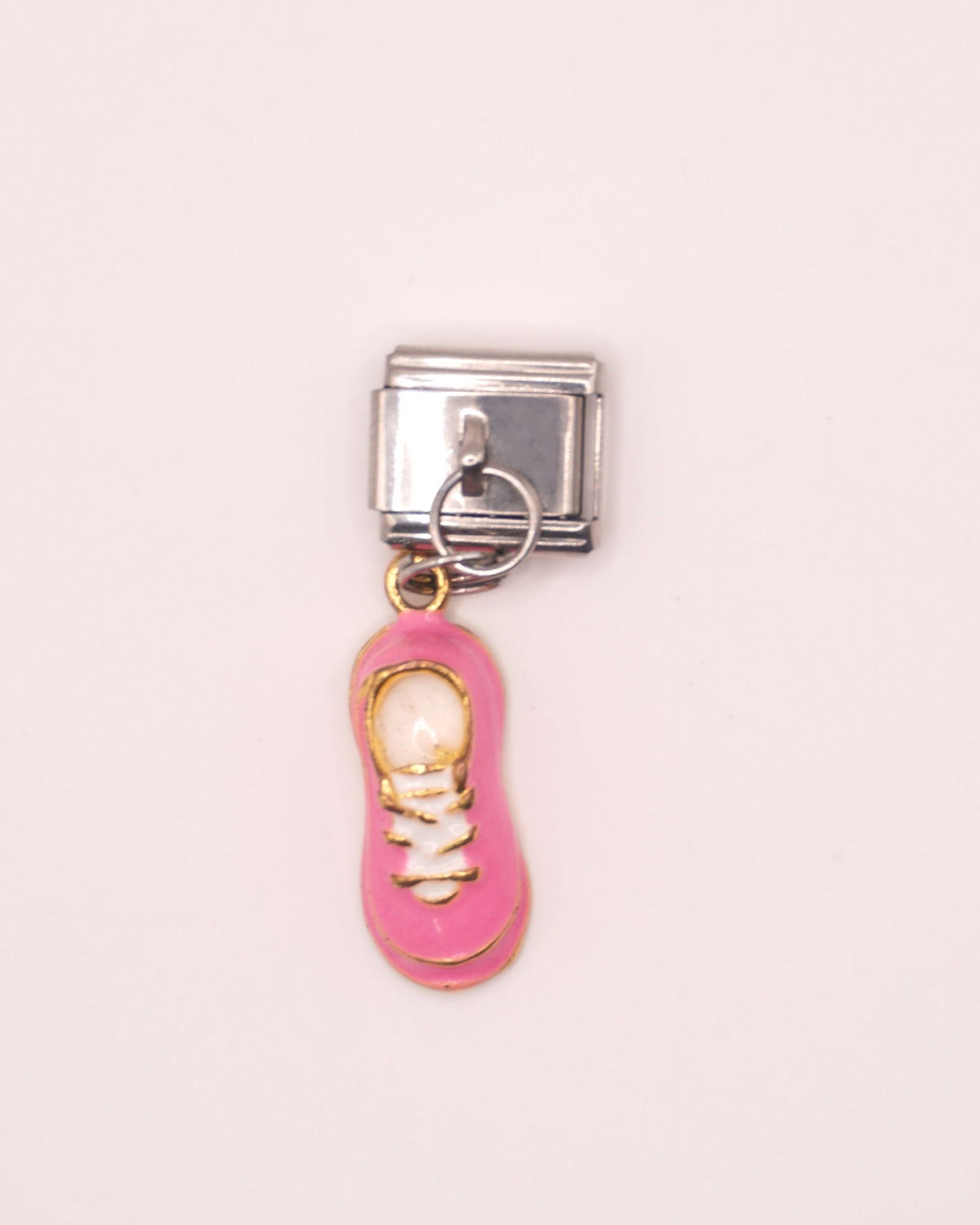Charm Tenis Rosa de Acero Inoxidable Plateado para Brazalete Italiano