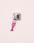 Charm Pez Rosa de Acero Inoxidable Plateado para Brazalete Italiano