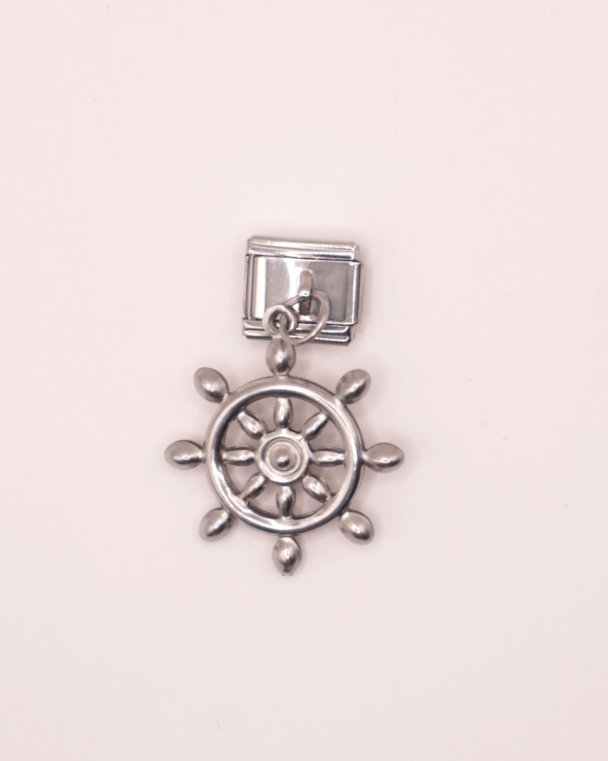 Charm Timón de Acero Inoxidable Plateado para Brazalete Italiano