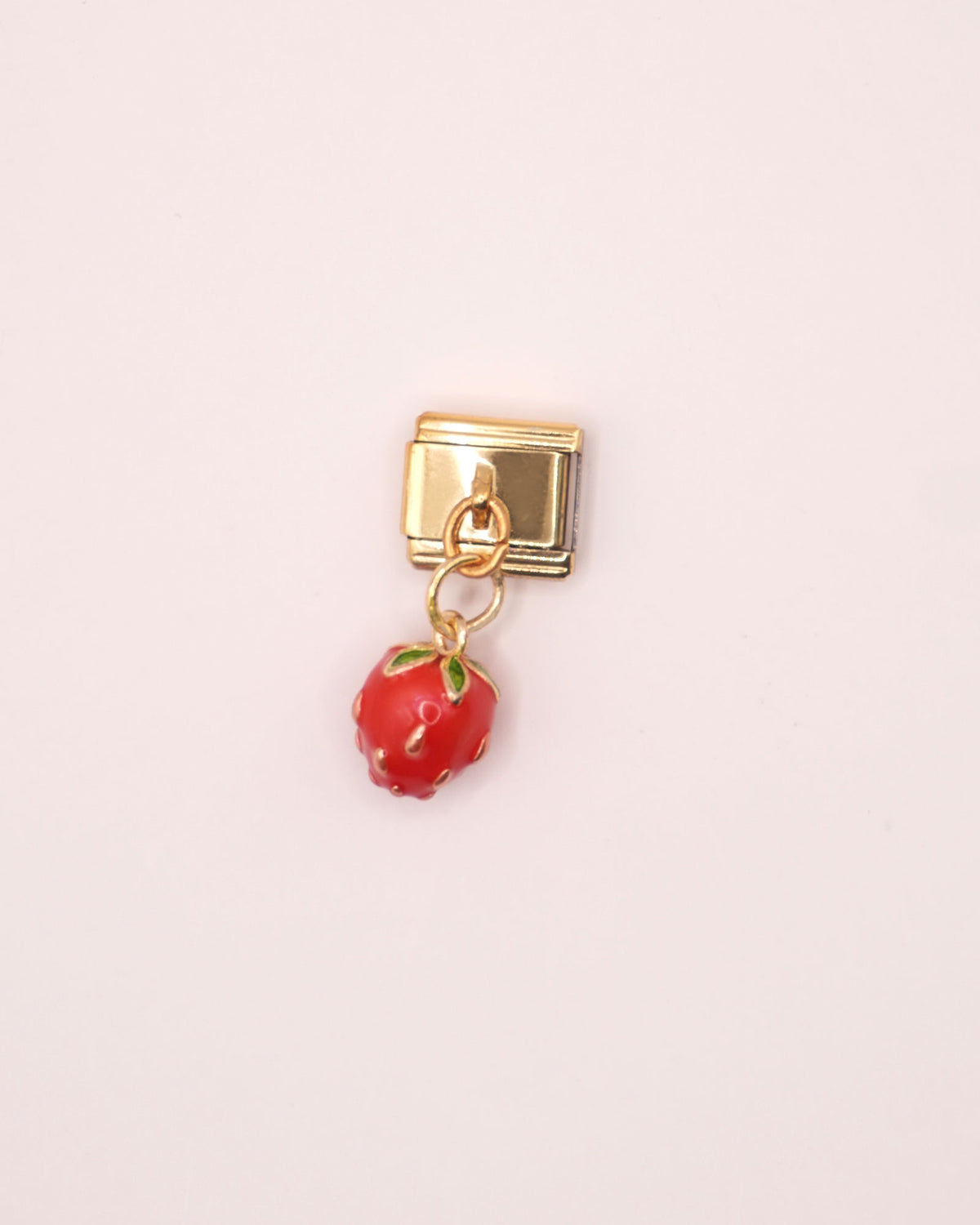 Charm Fresa Colgante de Acero Inoxidable Dorado para Brazalete Italiano