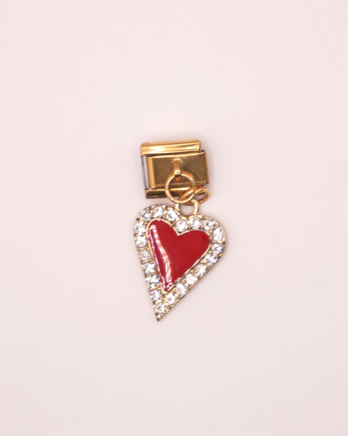 Charm Corazón Glam de Acero Inoxidable Dorado para Brazalete Italiano
