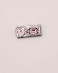 Charm Glam Maxi Rosa de Acero Inoxidable plateado para Brazalete Italiano