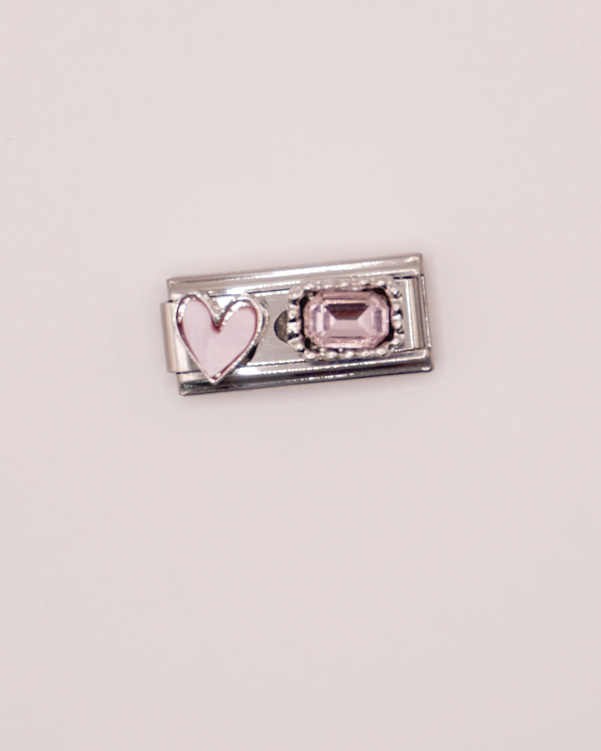 Charm Glam Maxi Rosa de Acero Inoxidable plateado para Brazalete Italiano