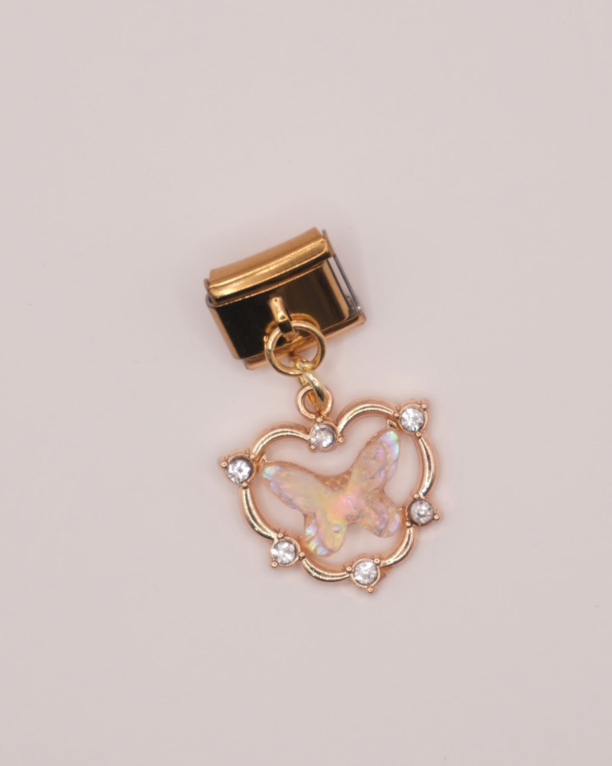 Charm Marco Mariposa de Acero Inoxidable dorado para Brazalete Italiano