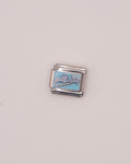 Charm Vintage Azul de Acero Inoxidable plateado para Brazalete Italiano