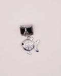 Charm Pez con Cristales de Acero Inoxidable Plata para Brazalete Italiano