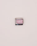 Charm Flores Print de Acero Inoxidable plateado para Brazalete Italiano.