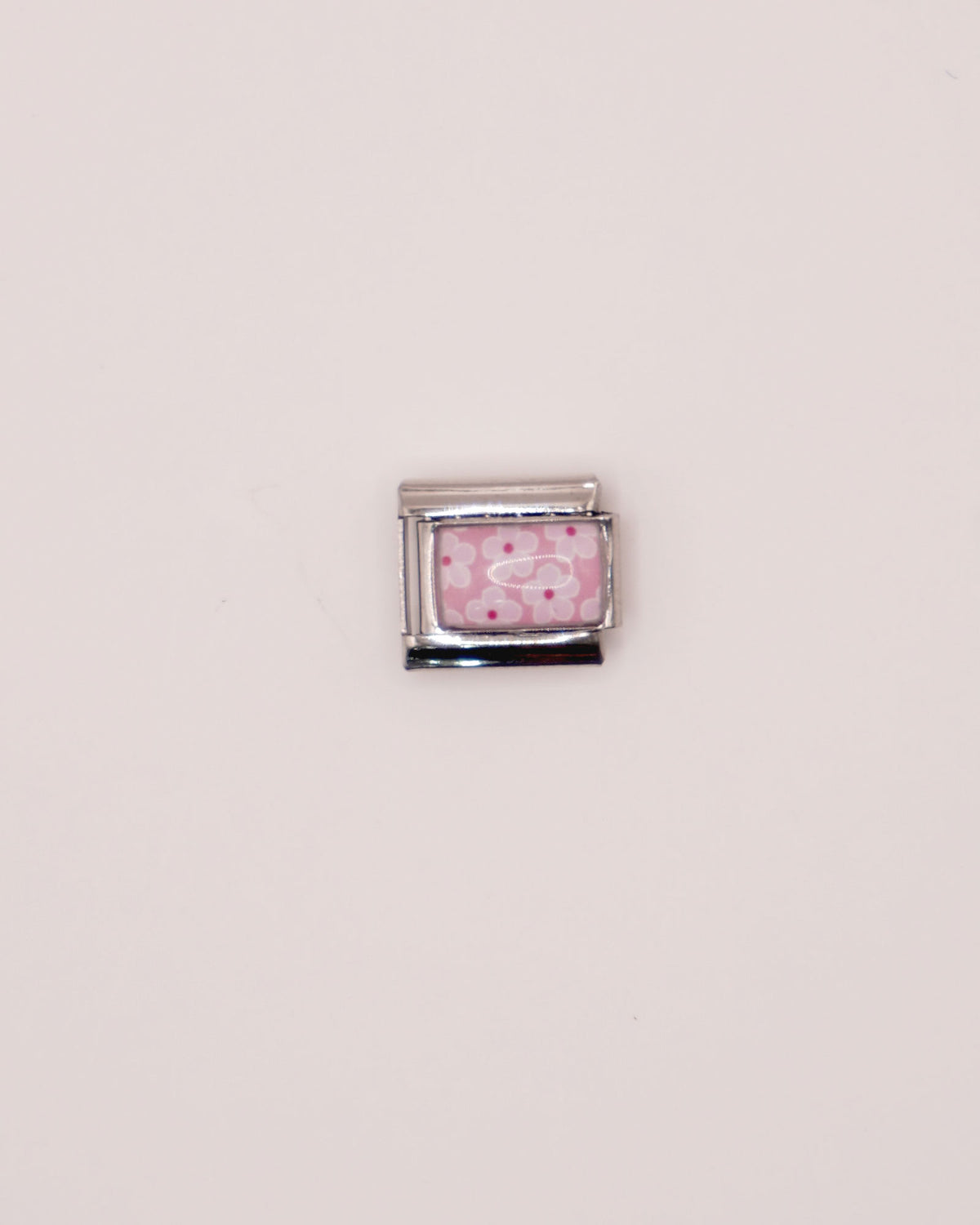 Charm Flores Print de Acero Inoxidable plateado para Brazalete Italiano.