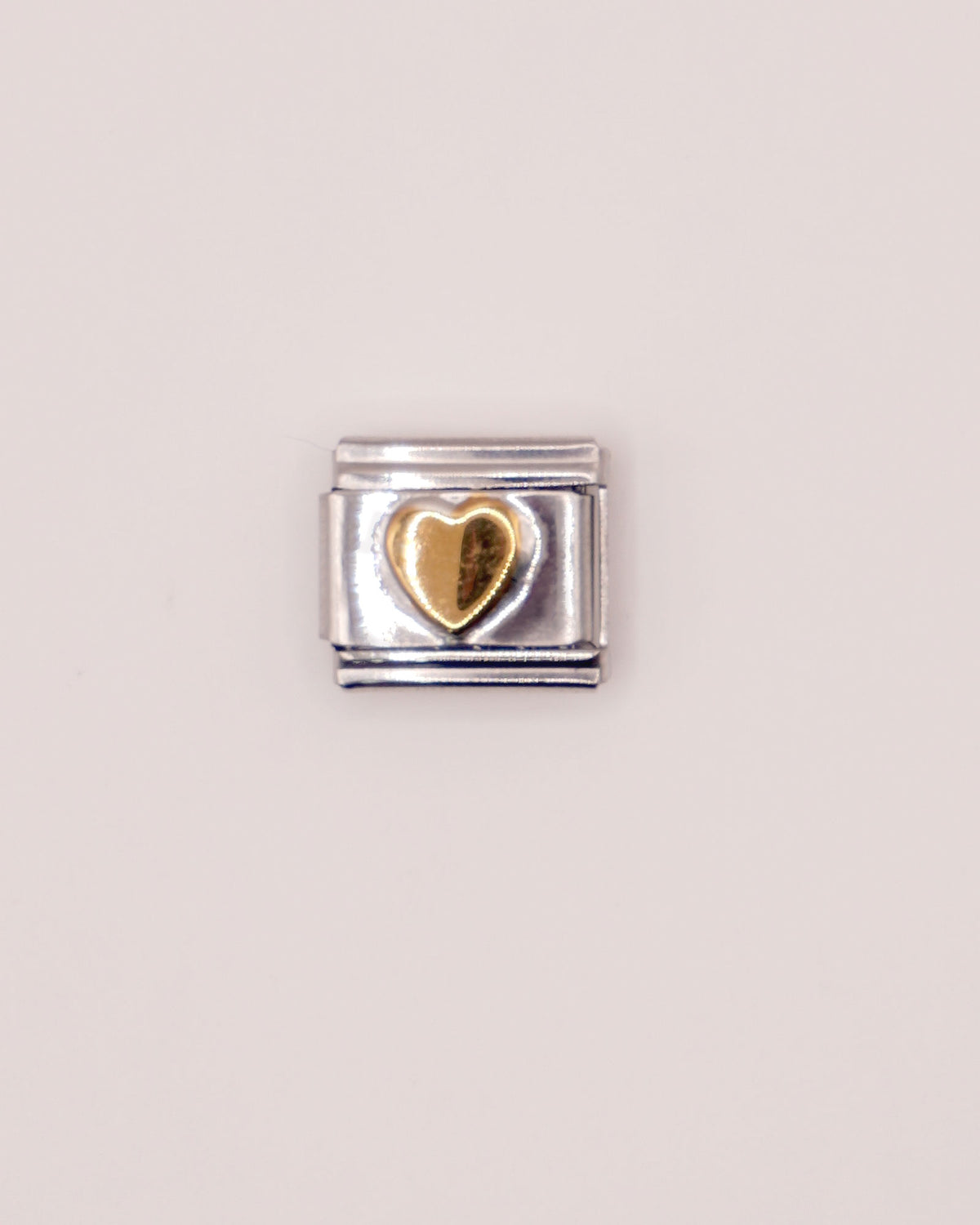 Charm Corazón Combinado de Acero Inoxidable plateado para Brazalete Italiano.