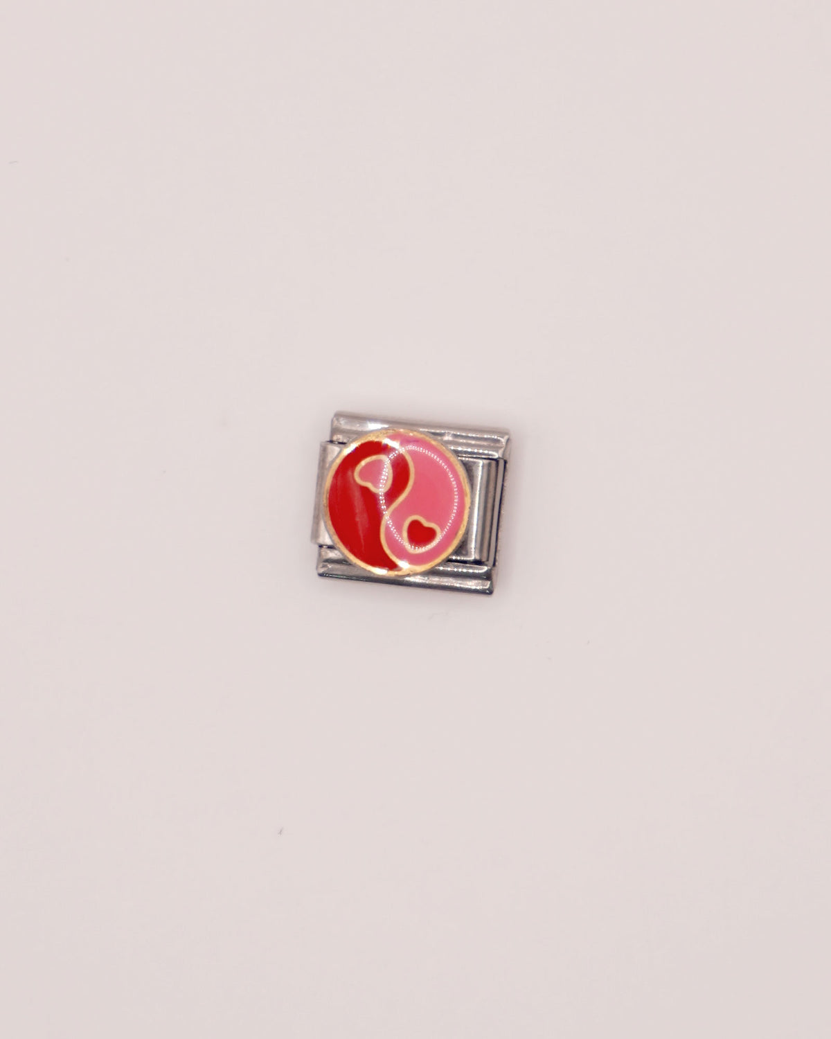 Charm Yin Yang rosa de Acero Inoxidable plateado para Brazalete Italiano