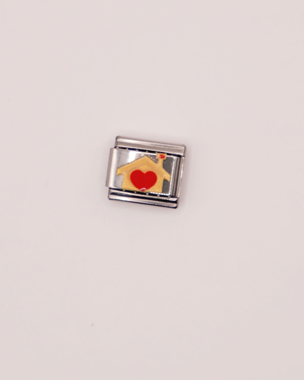 Charm Casita Corazón de Acero Inoxidable plateado para Brazalete Italiano.