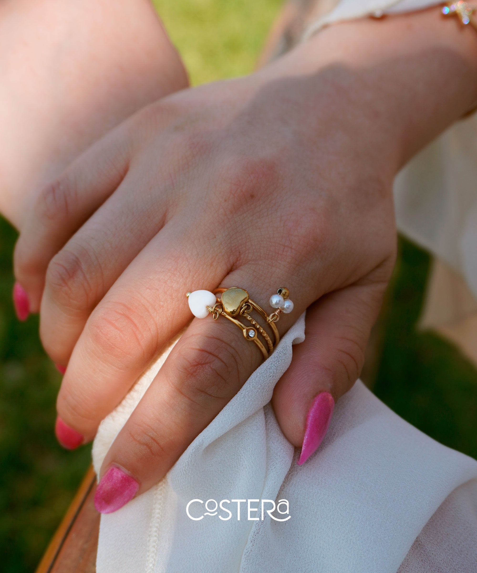 Layered Charms Gold ring