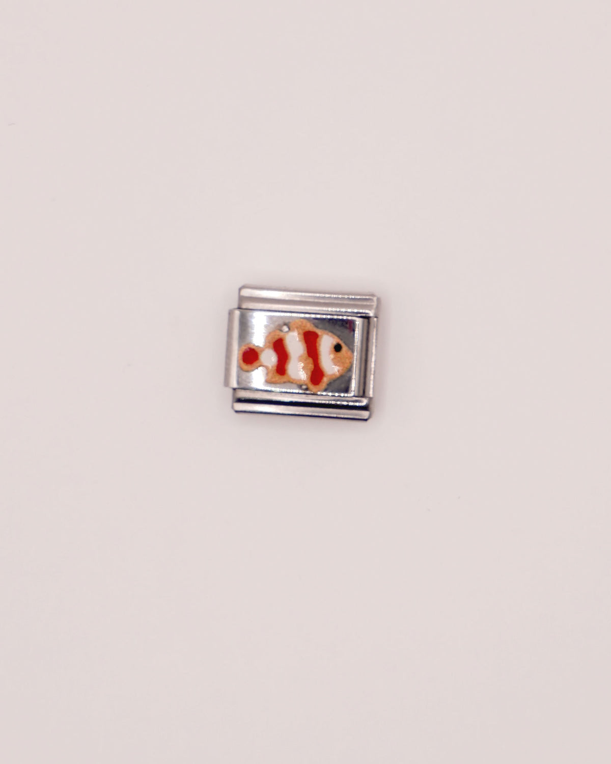 Charm Pez payaso de Acero Inoxidable plateado para Brazalete Italiano.